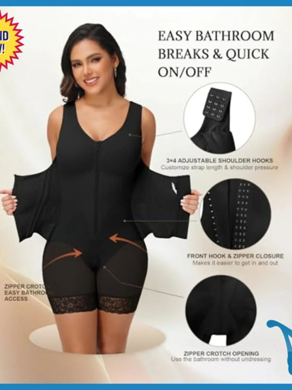 High Compression Full Body Shaper with Built-in Bra and Tummy Control
